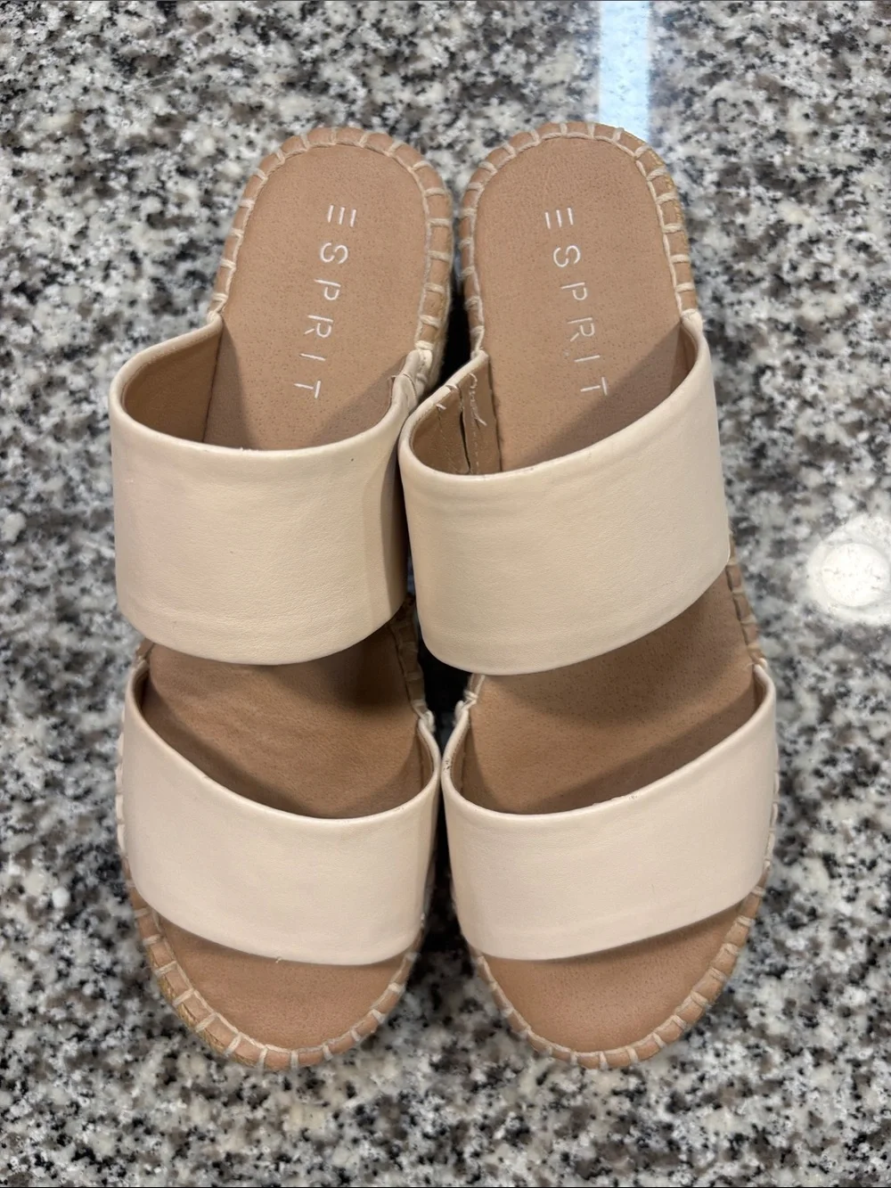 Esprit Women's Beige Double-Band Slide Sandals